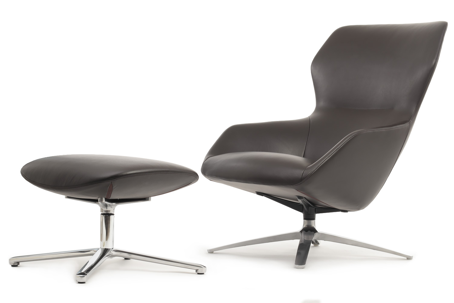 Кресло РВ ДЕСИЖН / RV DESIGN F1705 + оттоманка (кожа)