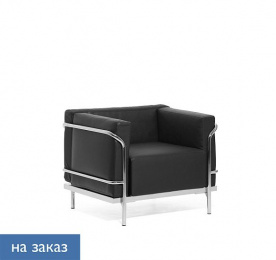 МИКОНОС / MYKONOS КРЕСЛО КОЖА+КОЖЗАМ ЧЕРНЫЙ/ХРОМ MYKONOS 1 Dakota Dollaro black