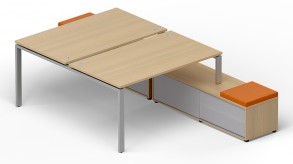 Рабочий стол «Bench» на опорной тумбе (2 дверцы акрил) с 4 пластиковыми заглушками Lavoro LVRU17.2016-1