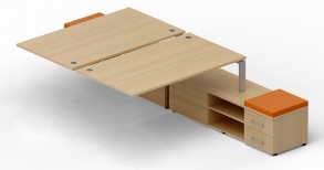 Приставной стол «Bench» на опорной тумбе (2 ящика+ниша) с 4 пластиковыми заглушками Lavoro LVRU15.1216-1