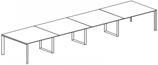 Переговорный стол с 2-мя П-образными и 3-мя О-образными опорами. Топ 18мм Attiva 520TA/B18