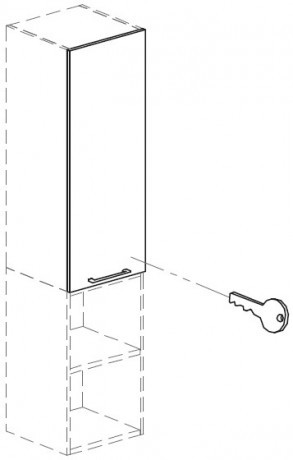 Верхняя дверка с замком и металлической хромированной ручкой Attiva PO120HS/45