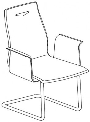 Кресло с низкой спинкой. Хромированная база-полозья, с подлокотниками Attiva 807