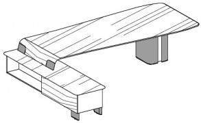 Стол с приставкой, стекло. Опоры в коже АльфаОмега / AlfaOmega VP280RK