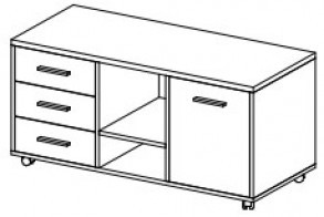 Тумба мобильная. 3 ящика, 2 ниши, дверь Стиль / Style 48T190.900