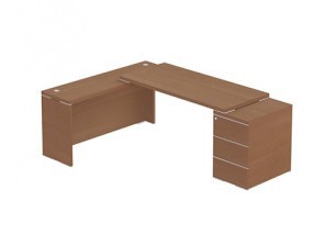 Стол с опорной тумбой 3 ящика и приставным элементом с отступом (Без лицевой панели) Kara 3636057