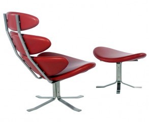 Кресло для руководителя Пол Волтер Стиль Корона Чейр Оттомен /  Poul Volther Style Corona Chair & Ottoman
