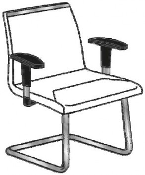 Кресло с низкой спинкой на хромированных полозьях с подлокотниками Attiva 229