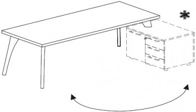 Письменный стол с 3 коническими опорами. Можно установить боковую приставку. Аттива / Attiva 200M/C40