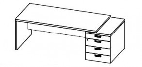 Стол для руководителя с тумбой, прямой Cambridge CaSTP1888(R)