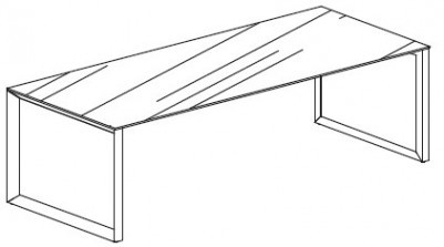 Письменный стол с 2-мя О-образными опорами. Стеклянный топ 10мм Attiva 180/A10V