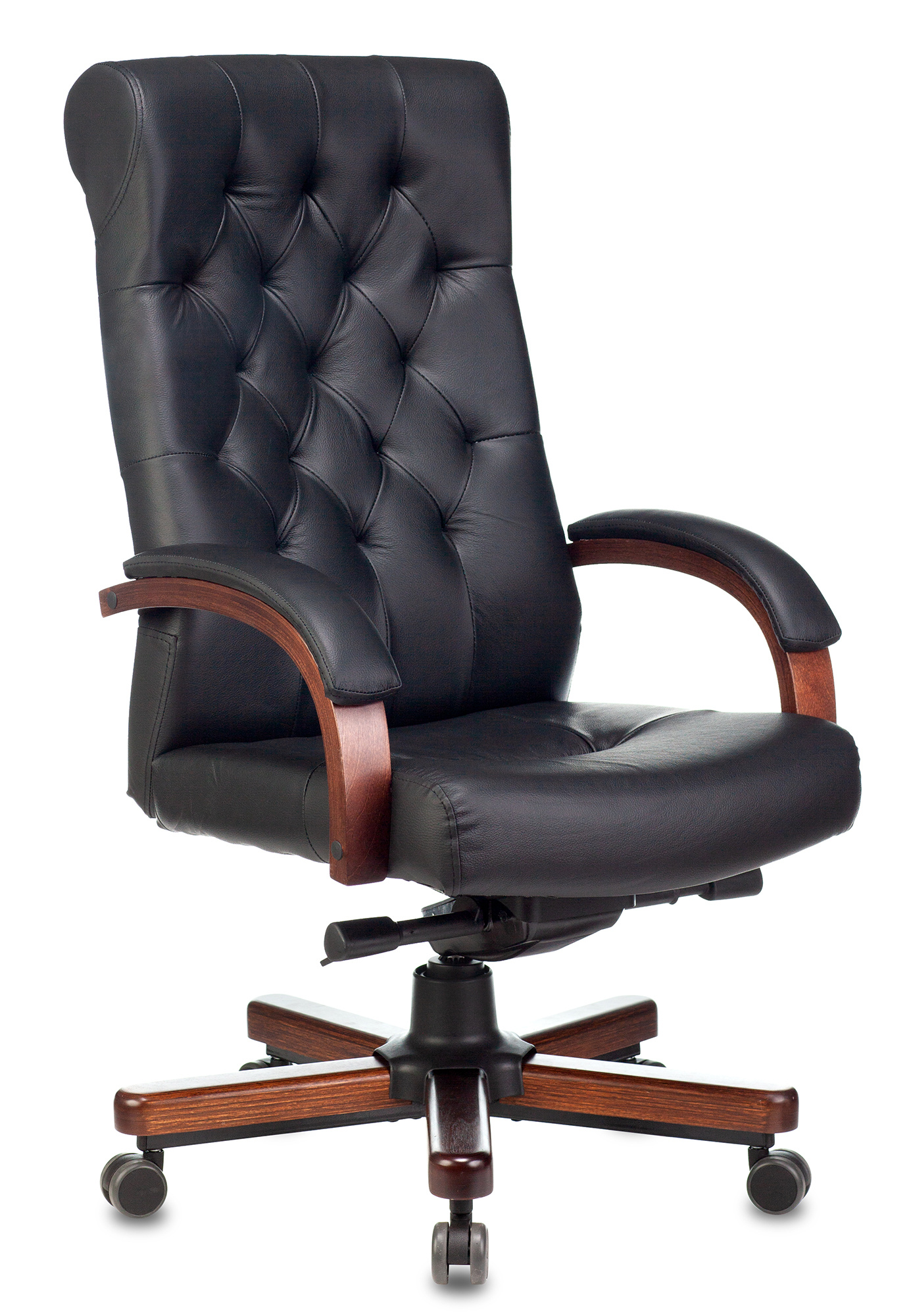 Кресло руководителя Бюрократ T-9928WALNUT черный кожа крестовина металл/дерево