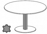 Переговорный круглый стол. Центральная колонна окрашена. Круглая база в коже. Топ 18мм