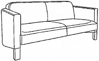 Мягкий диван с металлическими ножками на 3 места