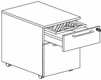 Подкатная тумба на колесиках: 2 метал. ящика (один ящик-картотека) с лотком для канц. принадлежносте Attiva PR33SPC