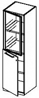 Шкаф с деревянными и стеклянными дверками (открытие влево)