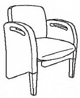 Кресло-ракушка. Передние ножки из окрашен. ясеня