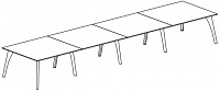 Прямоугольный переговорный стол с 10 кон. окраш. опорами. Топ 18мм Attiva 520TA/C18