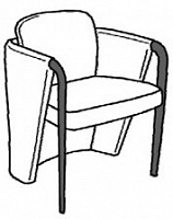 Кресло-ракушка. Передние ножки в коже AlfaOmega 71