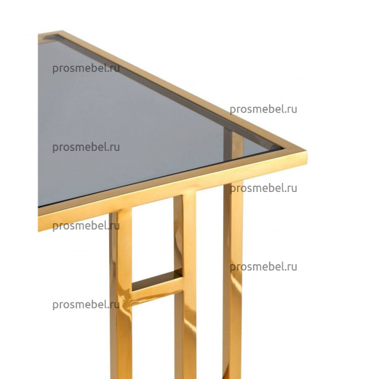 Журнальный столик 50*32 БОСТОН стекло smoke сталь золото
