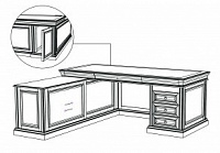 Стол кабинетный с низкой приставкой, левый. Кожа Padova 5012IPC+R
