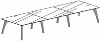 Переговорный стол с 8 кон. опорами обтянутыми кожей Attiva C390TA/C10V