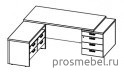 Стол для руководителя с двумя тумбами, угловой Cambridge CaCFTP2020(L)