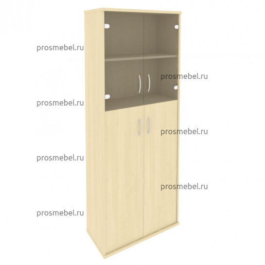 Шкаф высокий широкий Riva (2 средние двери ЛДСП, 2 низкие двери стекло)