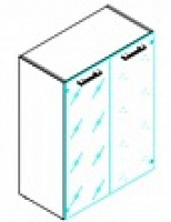 Шкаф со стеклянными дверьми в алюминевой рамке с топом