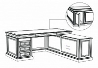 Стол кабинетный с низкой приставкой, правый. Кожа Padova 5012DPC+R