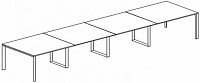 Переговорный стол с 2-мя П-образными и 3-мя О-образными опорами. Топ 18мм Attiva 520TA/B18