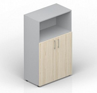 Шкаф для документов (2 двери+ниша, 2 полки, ручки - алюминий)