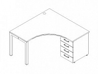 Стол симметричный с приставной тумбой, правый Polo PEG1414