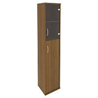 Шкаф высокий узкий Riva (1 средняя дверь ЛДСП, 1 низкая дверь стекло)