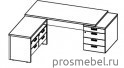 Стол для руководителя с двумя тумбами, угловой Cambridge CaCSTP2320(L)