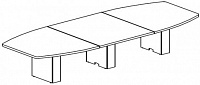Овальный переговорный стол с 3-мя колоннообразными опорами. Топ 40мм Attiva 390TAOV/P40