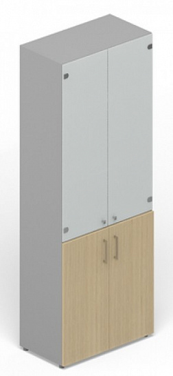 Шкаф (2 меламиновые двери + 2 двери, белое матовое стекло) Norman EMHS834L