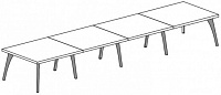 Прямоугольный переговорный стол с 10 кон. окраш. опорами обтянутыми кожей. Топ 40мм Attiva C520TA/C40