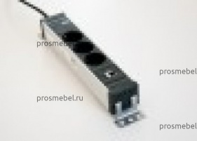 Блок (1 LAN порт и 3 розетки). С кронштейнами, фиксирующимися в разных положениях. Цвет черный, проф Ван / One ZZZ044