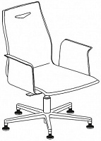 Кресло с низкой спинкой. Алюминиевая крестовина с опорами, газ-лифт, подлокотники