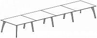 Прямоугольный переговорный стол с 10 кон. окраш. опорами обтянутыми кожей. Топ 18мм Attiva C520TA/C18