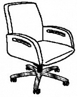 Кресло. Низкая спинка. Крестовина из алюминия. Синхро-механизм на 6 позиций. Подлокотники в коже