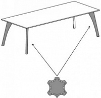 Письменный стол с 4 коническими опорами в коже Attiva C220/C18