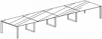 Переговорный стол с 2-мя П-образными и 3-мя О-образными опорами