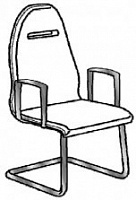 Кресло. Низкая спинка. База-салазки из хром. металла. Подлокотники в коже AlfaOmega 407